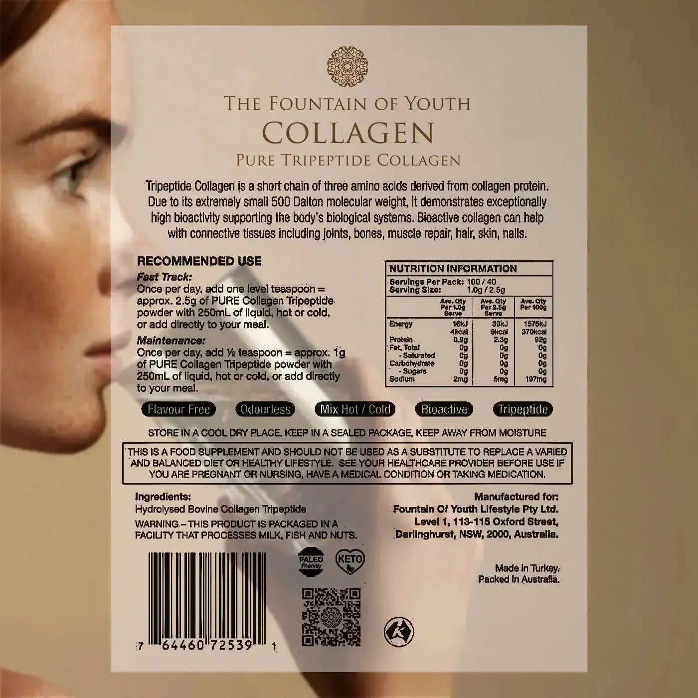 Fountain of Youth Lifestyle - Australia - Exclusive Pure Bovine Tripeptide Collagen