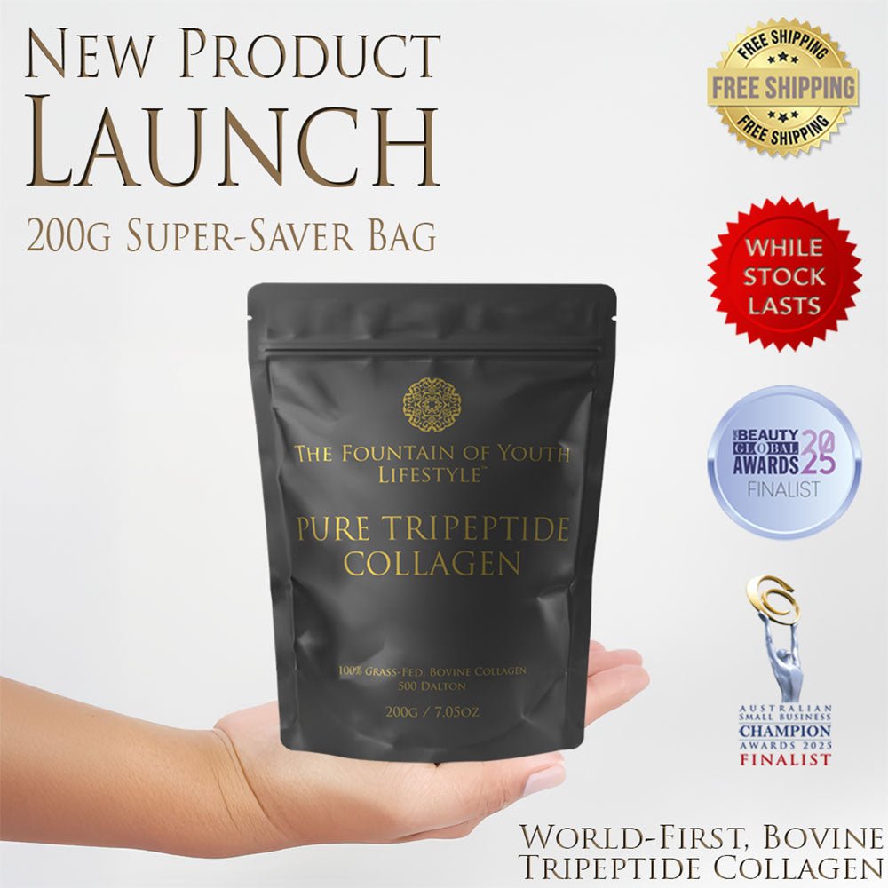 Fountain of Youth Lifestyle - Australia - Exclusive Pure Bovine Tripeptide Collagen - 200g Super - Saver Bag