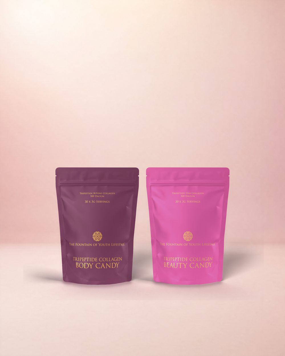 A Body Candy pouch and a Beauty Candy pouch side by side