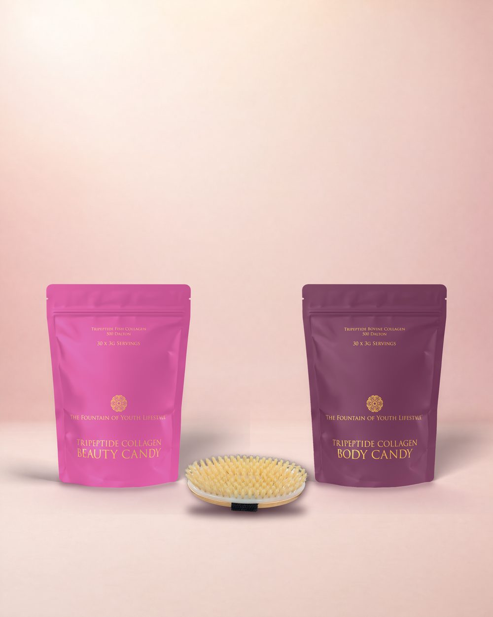 Beauty Candy and Body Candy pouches with the FoYL Body Brush