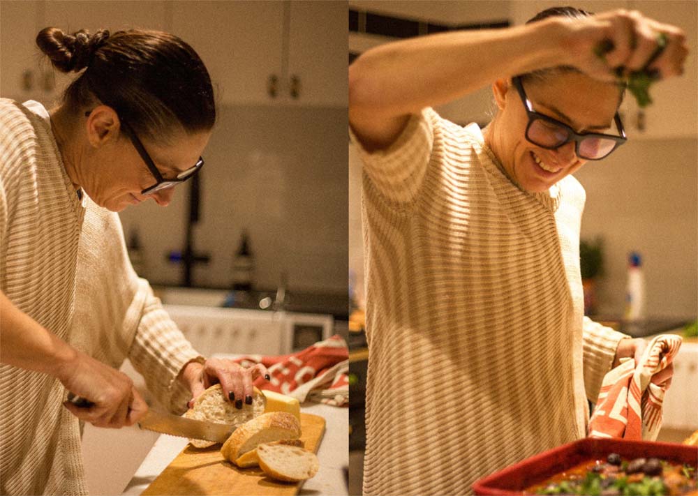 Jacqui Hutton, founder of Fountain of Youth Lifestyle, cooking at home