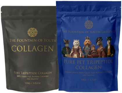 The launch deal: Essential Tripeptide Collagen and Pure Pet Tripeptide Collagen 100g bags