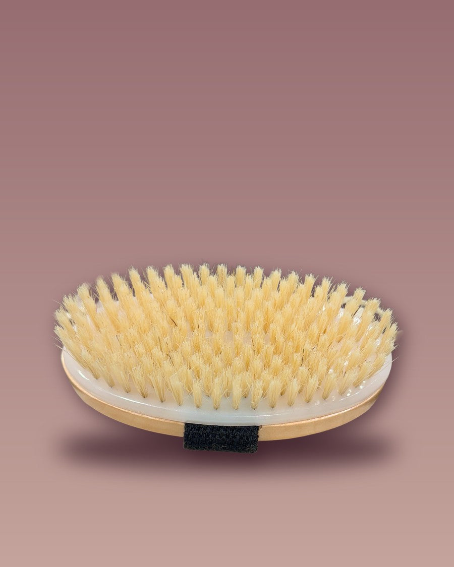 The FoYL Body Brush, natural bristles with a hand strap