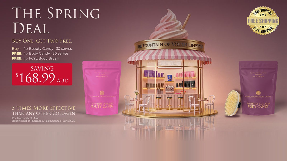 The Spring Deal board as it appears on Channel 7: Beauty Candy, Body Candy and The FoYL Body Brush on the carousel stage, saving $168.99
